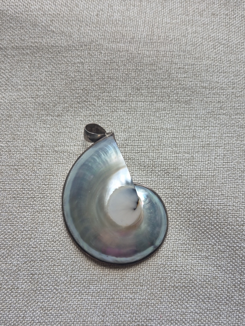 Beauriful Large Mother Of Pearl Pendant 2-1/4" Has an Interesting Black Back.